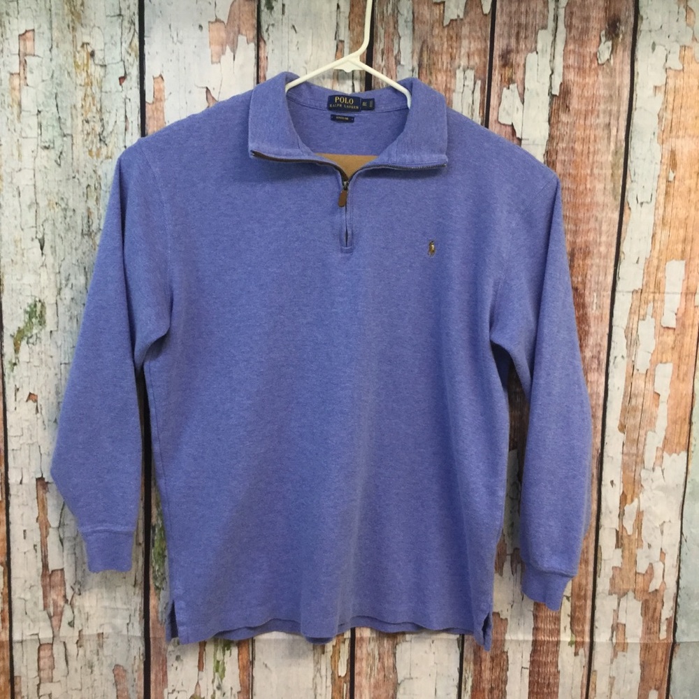 Ralph Lauren Estate Rib 1/4 Zip Pull Over XLT Blue